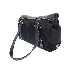 Prada Black Shoulder Tote Vela Bag Tessuto